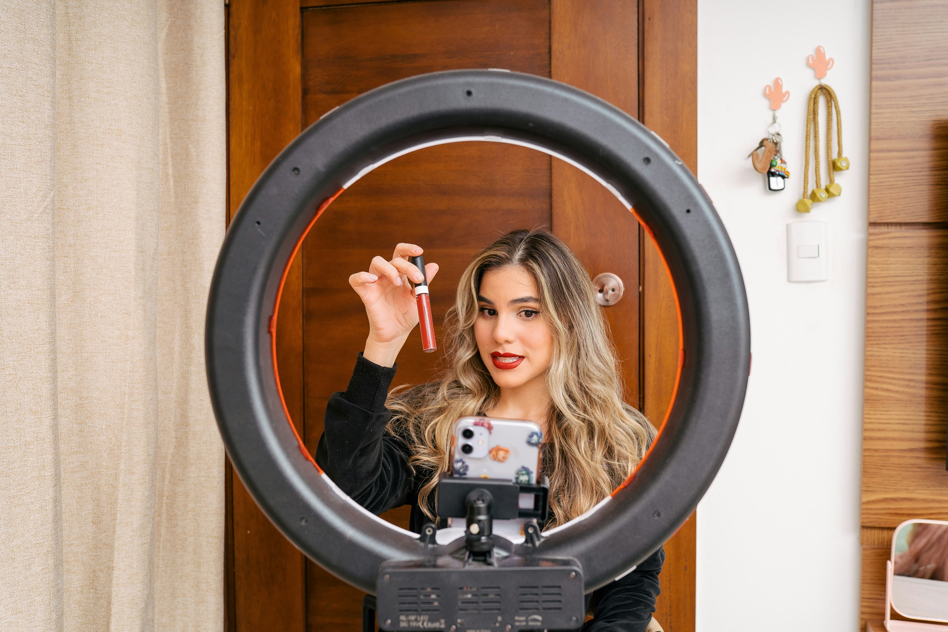 Influencer with a cosmetic product